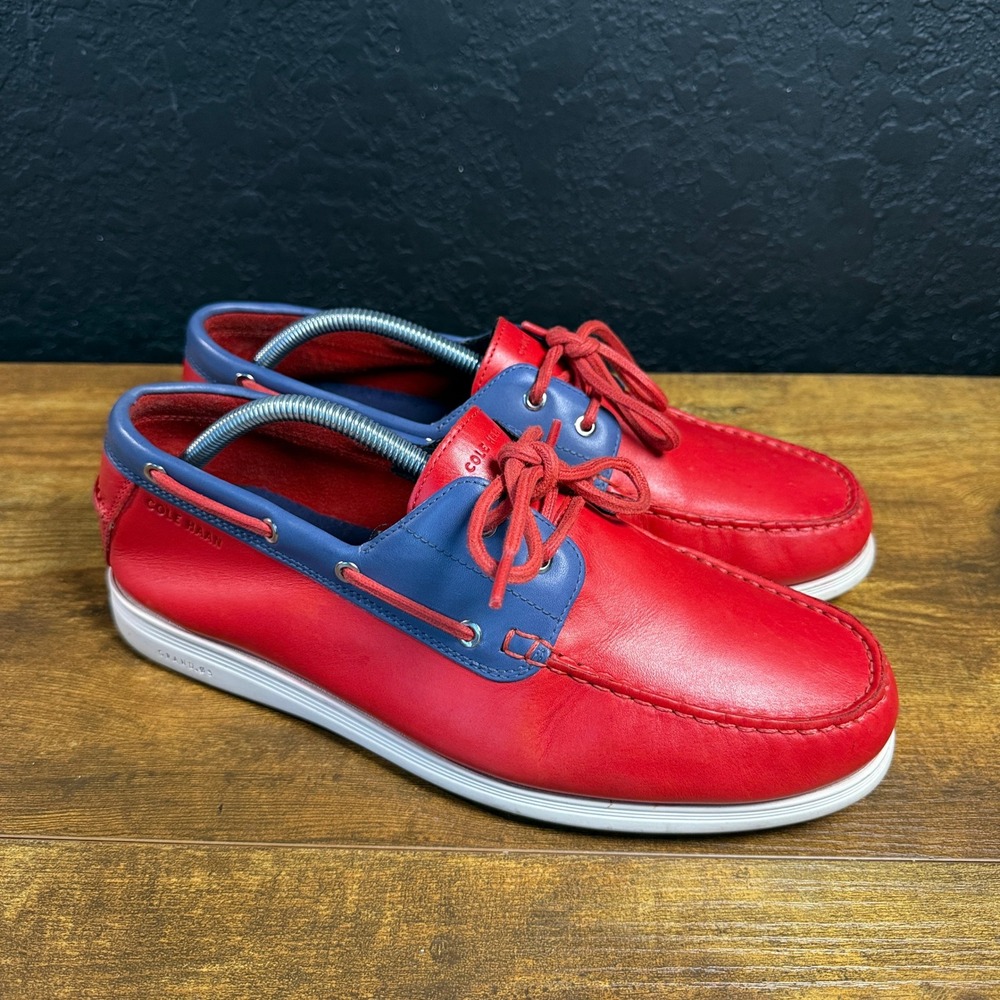 Cole Haan Cornel 2-Eye C32581 Red Leather Boat Shoes Mens Size 10M